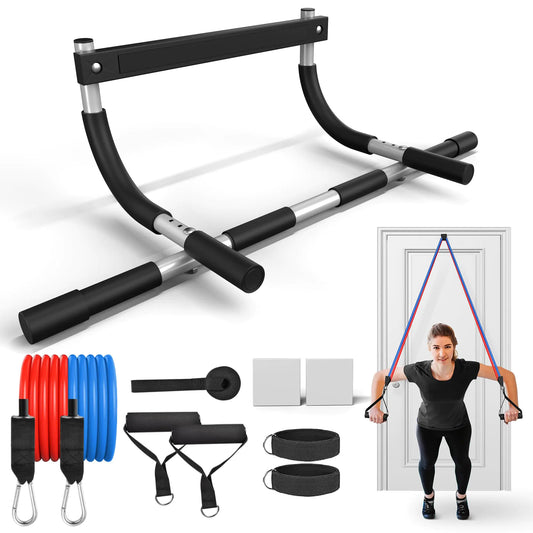 Pull Up Bar for Doorway with Resistance Bands Set