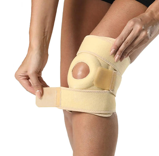 Knee Support Sleeve with Patella Stabilizer (Beige)